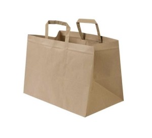 TORBA papierowa brązowa uchwyt płaski K1 320x220x250 (250szt)